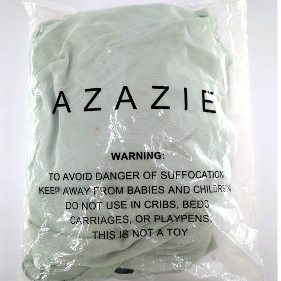 Azazie A-Line Pleated Chiffon Floor-Length Chanel Dress Dusty Sage A0 - Picture 3 of 10